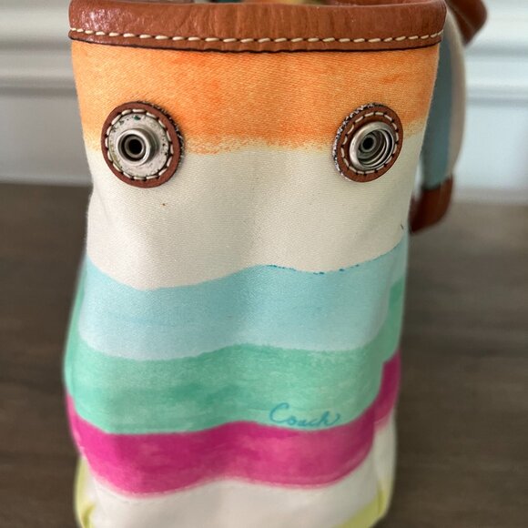 Coach Hampton Watercolor Pastel Stripe Small Tote - Picture 4 of 8